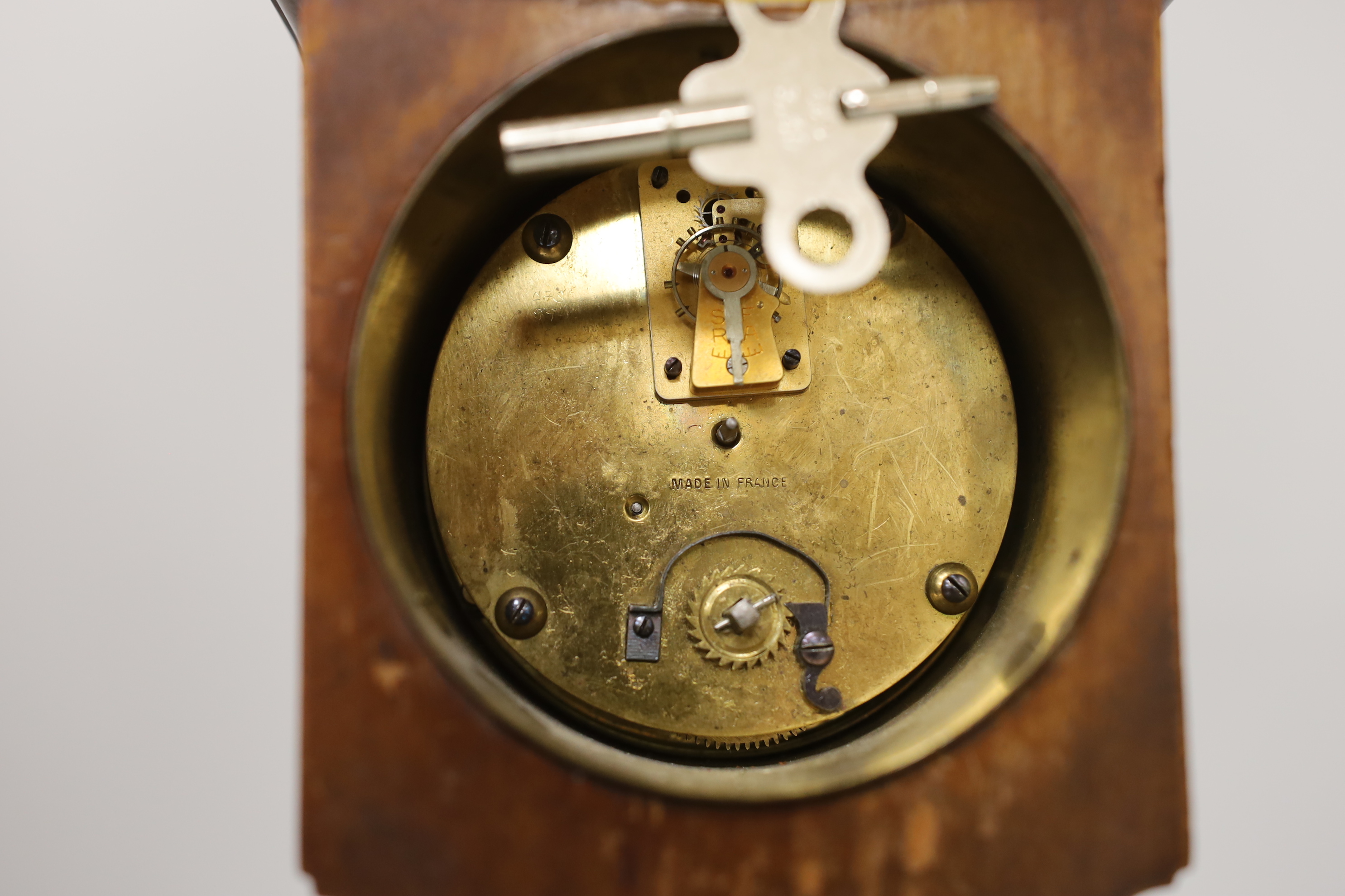 An Edwardian miniature longcase clock with enamelled dial, 39cm